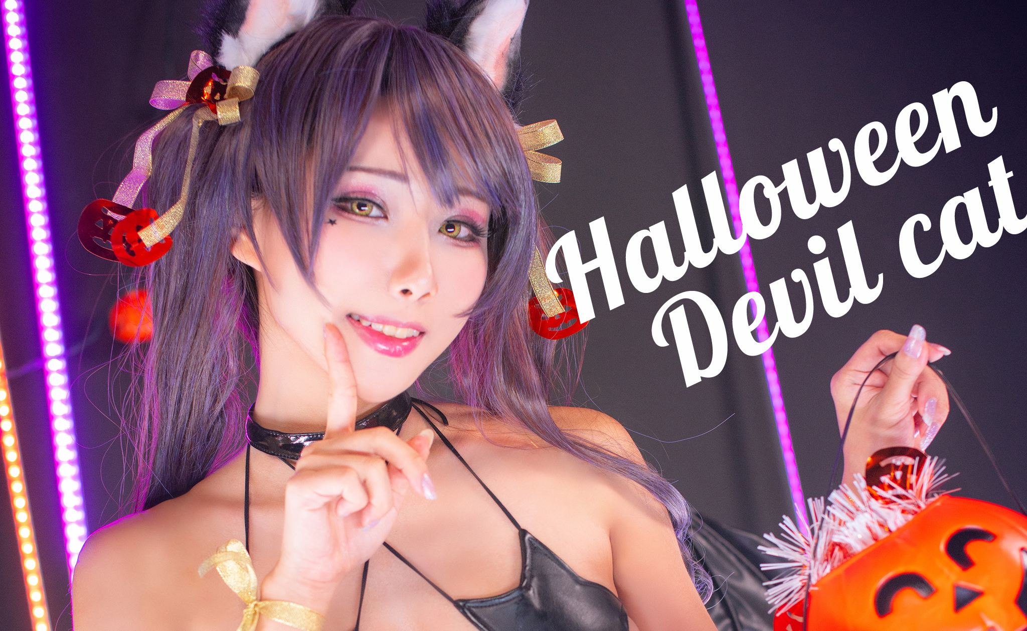 [网红COSER写真] Hane Ame 雨波 - Halloween Devil Cat(1)