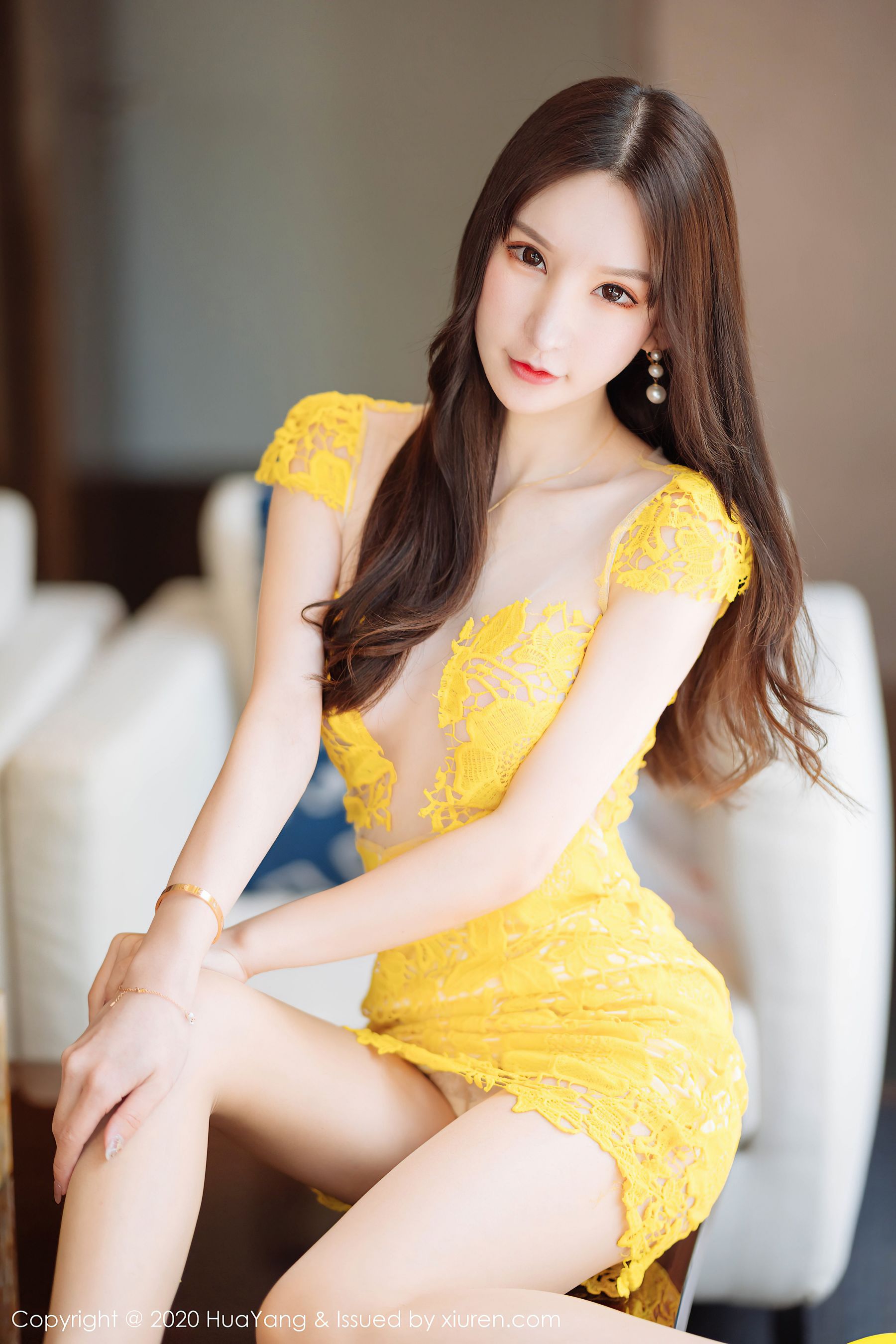 [花漾HuaYang] Vol.253 周于希Sandy - 精致的黄色镂空短裙(1)